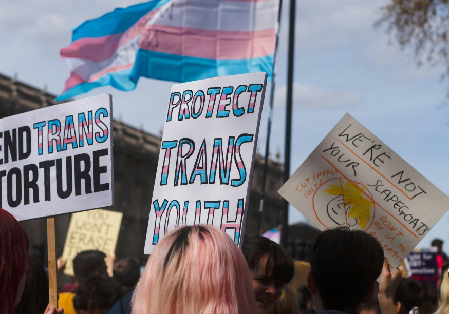 Bild einer Demonstration für trans Rechte.