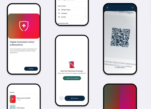 Screenshots der SWIYU App, die für die E-ID verwendet werden würde.